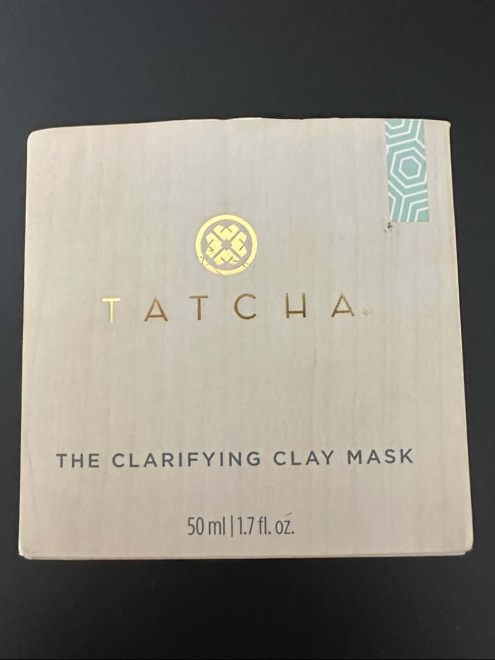 Tatcha Clarifying Clay Mask in Cream Box with Teal Accent